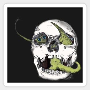 Airbrushed Dragon in a Skull (Little Peeper) Sticker